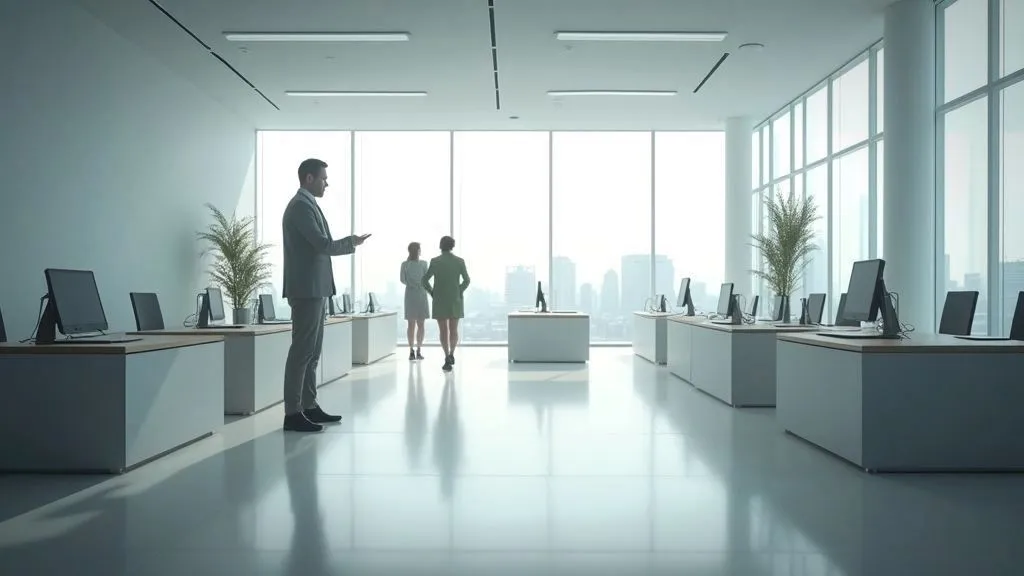 Recruiters interviewing candidates in a modern classroom